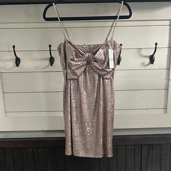 NWT SHOW ME YOUR MUMU STUNNING Best Bow Mini Glittering Party Dress Size: M - Picture 3 of 16